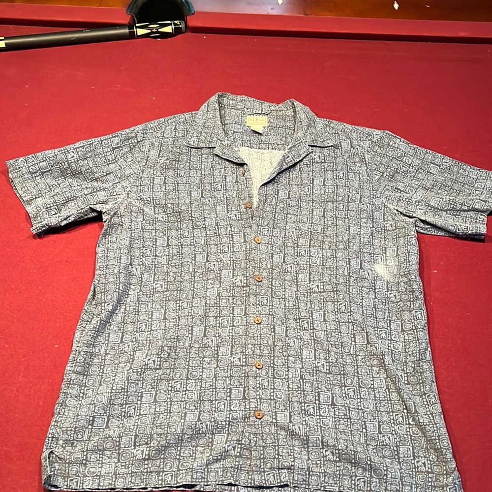 L.L. Bean L-Tall Short Sleeve Button Shirt
